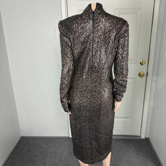 Vintage St. John Women's Dress 10 Shift Sequin Designer Wool Blend Shimmer S23 - Picture 4 of 8